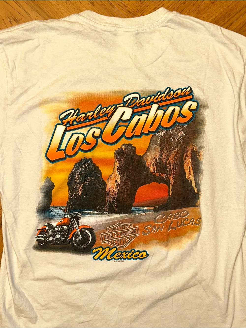 Harley Davidson Cabo San Lucas T-Shirt Size Large White Mexico Double Sided USA